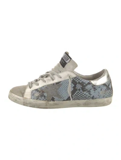 Pre-owned Golden Goose Leather Animal Print Sneakers In Blue