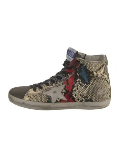 Pre-owned Golden Goose Leather Animal Print Sneakers In Gray
