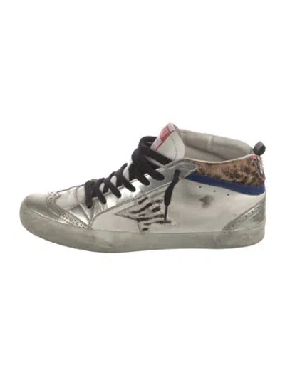 Pre-owned Golden Goose Leather Animal Print Sneakers In White