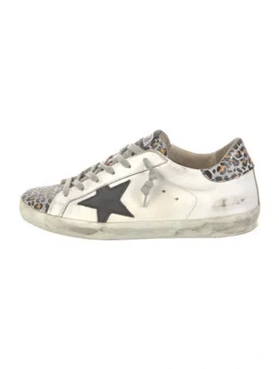 Pre-owned Golden Goose Leather Animal Print Sneakers In White