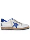 Golden Goose Ball Star Sneakers In White Nappa Leather With Light Blue Laminated Leather Star And Heel Tab In Neutral