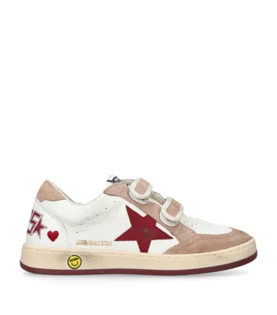 Golden Goose Kids' Leather Ball Star Trainers In White/red