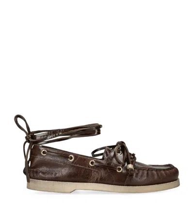 GOLDEN GOOSE LEATHER BARCA BOAT SHOES