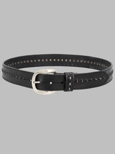 Golden Goose Refined Black Stitched Cow Leather Belt