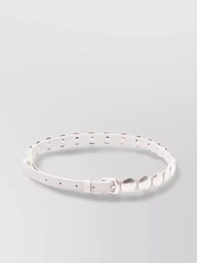 GOLDEN GOOSE LEATHER BELT WITH CIRCULAR EMBELLISHMENTS AND METALLIC FINISH