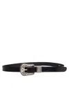 Golden Goose Leather Belt With Decorated Silver Buckle In Black