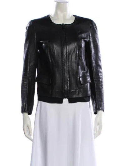 Pre-owned Golden Goose Leather Biker Jacket In Black