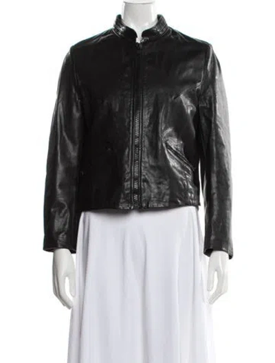 Pre-owned Golden Goose Leather Biker Jacket In Black