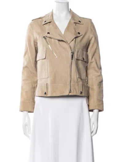 Pre-owned Golden Goose Leather Biker Jacket In Neutrals