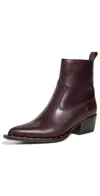 GOLDEN GOOSE LEATHER BOOTIES WITH STUDS FOXING BORDEAUX