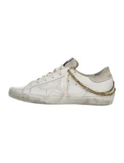Pre-owned Golden Goose Leather Chain-link Accents Sneakers In White