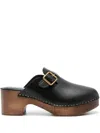 Golden Goose Leather Provence Clogs With Golden Buckle Heel 6.5cm In Black