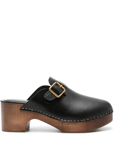 Golden Goose Leather Clogs Shoes In Black