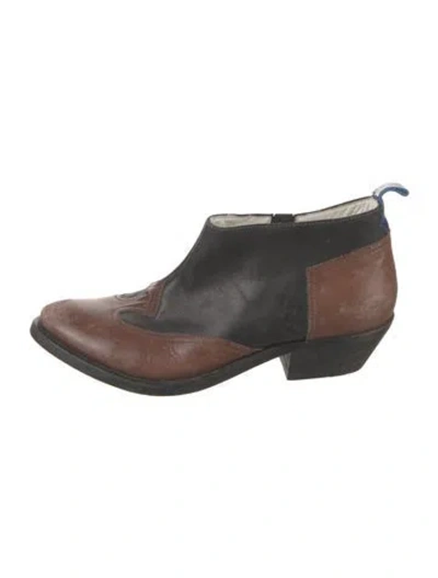 Pre-owned Golden Goose Leather Colorblock Pattern Chelsea Boots In Brown