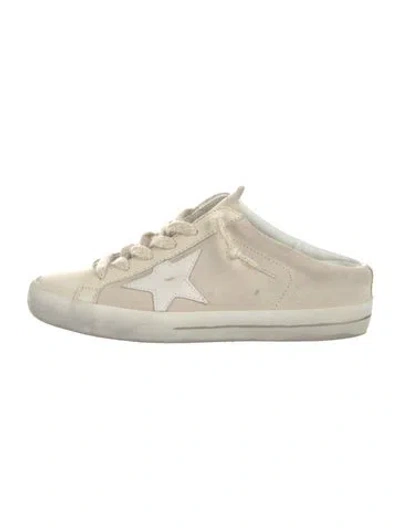 Pre-owned Golden Goose Leather Colorblock Pattern Mules In White