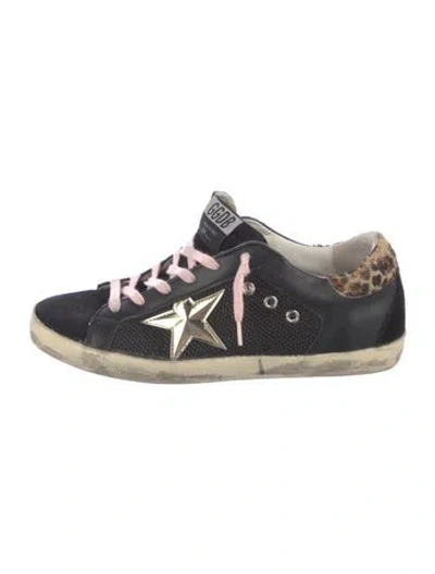 Pre-owned Golden Goose Leather Colorblock Pattern Sneakers In Black