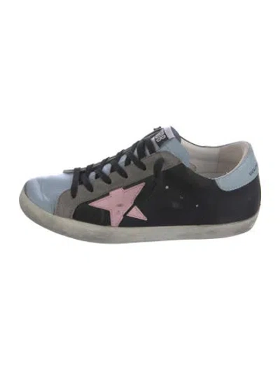 Pre-owned Golden Goose Leather Colorblock Pattern Sneakers In Black