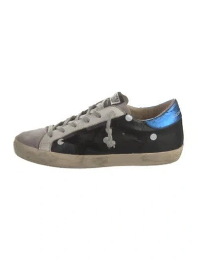 Pre-owned Golden Goose Leather Colorblock Pattern Sneakers In Black