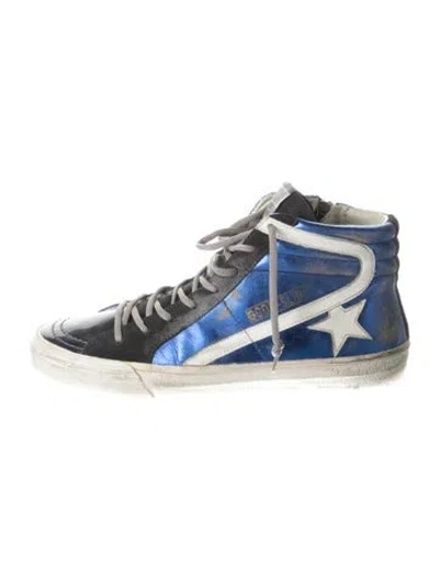 Pre-owned Golden Goose Leather Colorblock Pattern Sneakers In Blue