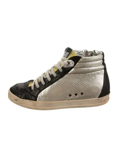 Pre-owned Golden Goose Leather Colorblock Pattern Sneakers In Gold