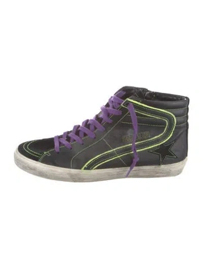 Pre-owned Golden Goose Leather Colorblock Pattern Sneakers In Green