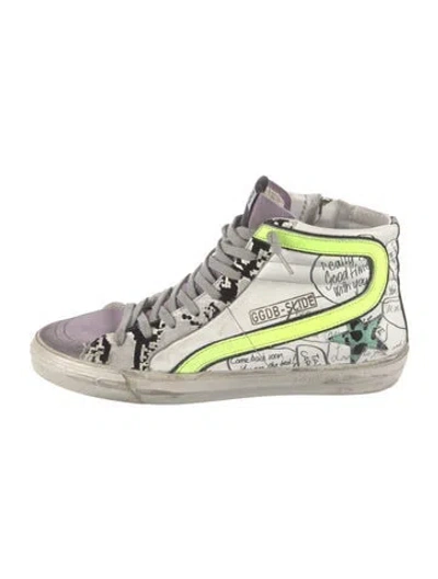 Pre-owned Golden Goose Leather Colorblock Pattern Sneakers In Purple