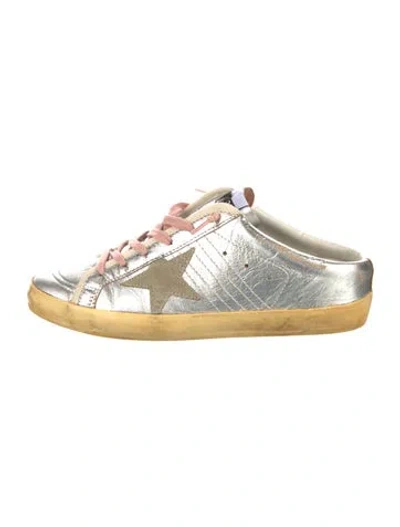 Pre-owned Golden Goose Leather Colorblock Pattern Sneakers In Silver