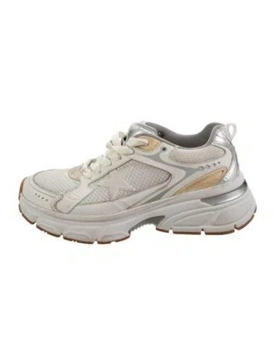 Pre-owned Golden Goose Leather Colorblock Pattern Sneakers In Silver