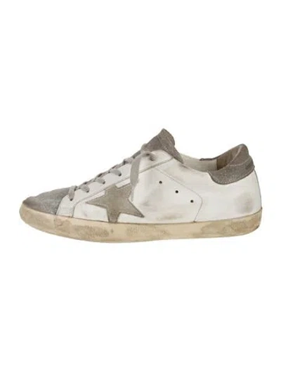 Pre-owned Golden Goose Leather Colorblock Pattern Sneakers In White