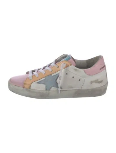 Pre-owned Golden Goose Leather Colorblock Pattern Sneakers In White