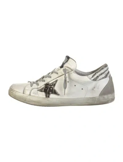 Pre-owned Golden Goose Leather Colorblock Pattern Sneakers In White