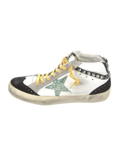 Pre-owned Golden Goose Leather Colorblock Pattern Sneakers In White