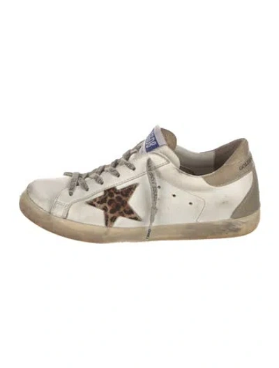 Pre-owned Golden Goose Leather Colorblock Pattern Sneakers In White