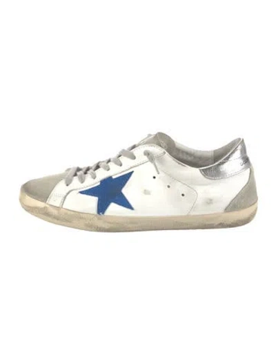 Pre-owned Golden Goose Leather Colorblock Pattern Sneakers In White