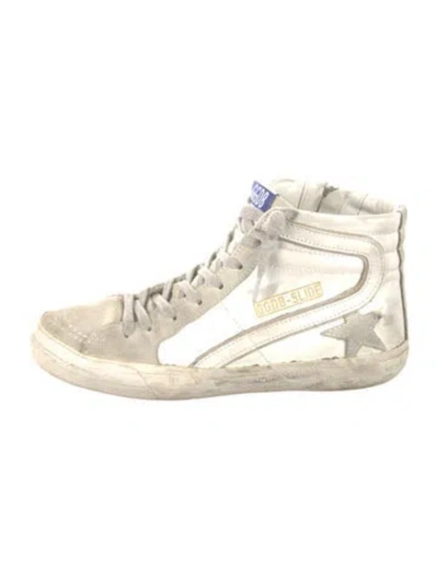 Pre-owned Golden Goose Leather Colorblock Pattern Sneakers In White