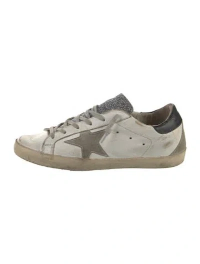 Pre-owned Golden Goose Leather Colorblock Pattern Sneakers In White