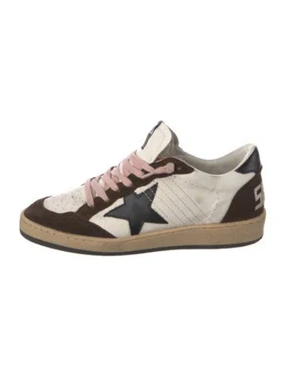 Pre-owned Golden Goose Leather Colorblock Pattern Sneakers In White