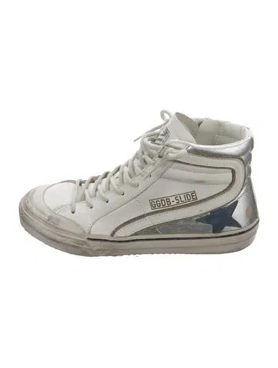 Pre-owned Golden Goose Leather Colorblock Pattern Sneakers In White