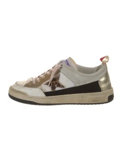 Pre-owned Golden Goose Leather Colorblock Pattern Sneakers In White