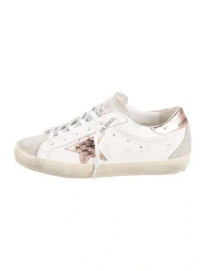 Pre-owned Golden Goose Leather Colorblock Pattern Sneakers In White