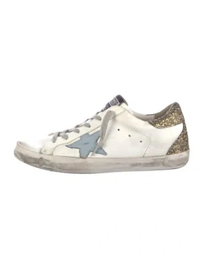 Pre-owned Golden Goose Leather Colorblock Pattern Sneakers In White