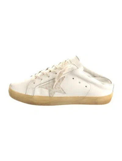 Pre-owned Golden Goose Leather Colorblock Pattern Sneakers In White