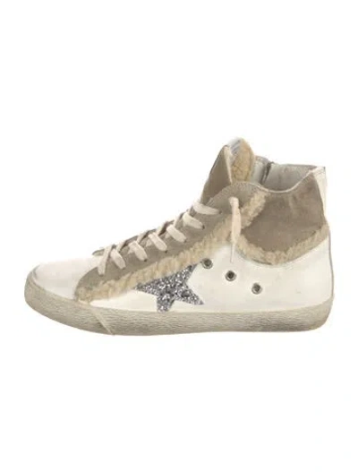 Pre-owned Golden Goose Leather Colorblock Pattern Sneakers In White