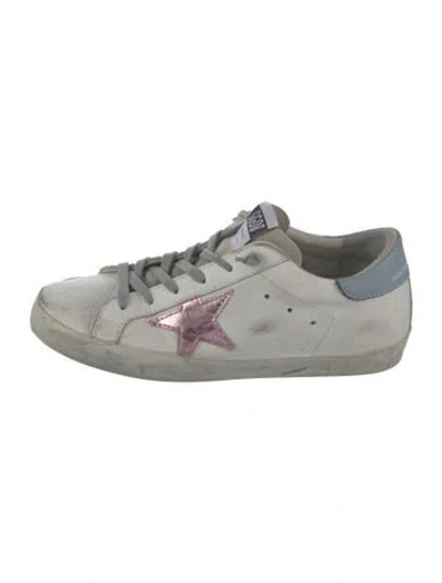 Pre-owned Golden Goose Leather Colorblock Pattern Sneakers In White