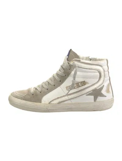 Pre-owned Golden Goose Leather Colorblock Pattern Sneakers In White