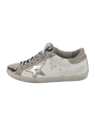Pre-owned Golden Goose Leather Colorblock Pattern Sneakers In White