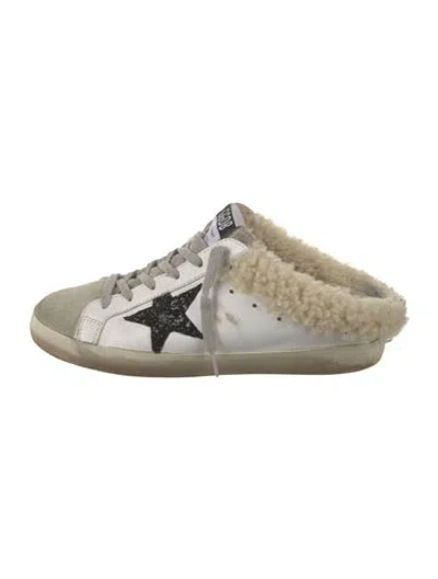 Pre-owned Golden Goose Leather Colorblock Pattern Sneakers In White