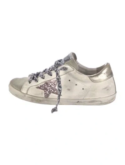 Pre-owned Golden Goose Leather Colorblock Pattern Sneakers In White