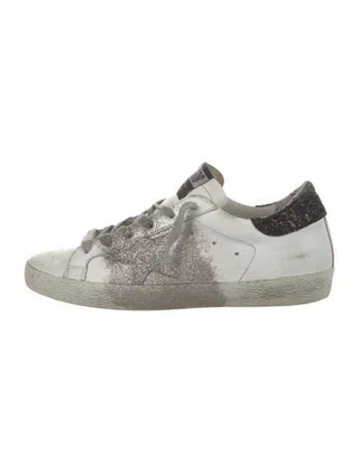 Pre-owned Golden Goose Leather Colorblock Pattern Sneakers In White
