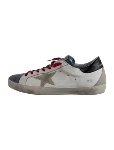 Pre-owned Golden Goose Leather Colorblock Pattern Sneakers In White